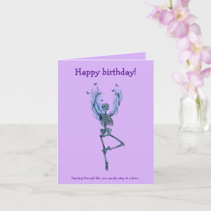 Carte Squelette bleu dansant Humoristique Joyeux Anniver