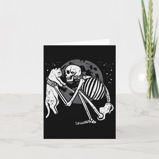 Carte Squelette Chat Crâne Kitty Cute Goth Halloween Men (Devant)