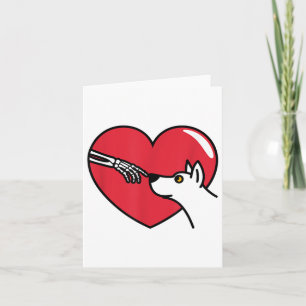 Carte Squelette Chien Mignon Saint-Valentin Cœur Amoureu