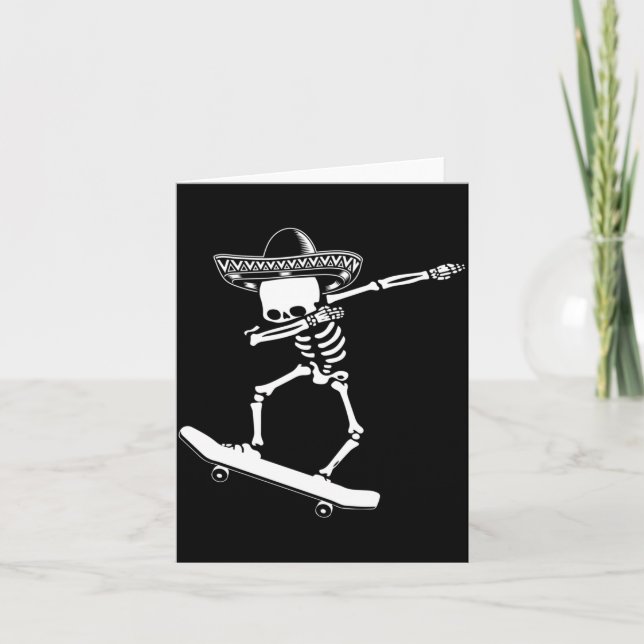 Carte Squelette Dabbing Skateboard Dia De Los Muertos (Devant)