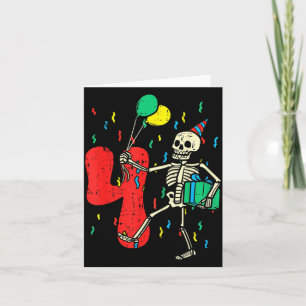 Carte Squelette d'anniversaire 4 ans Halloween 4 ans drô