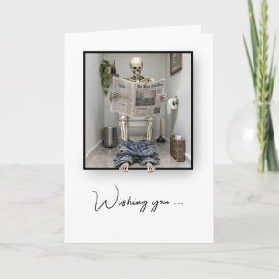 Carte Squelette d'anniversaire sur une toilette humour