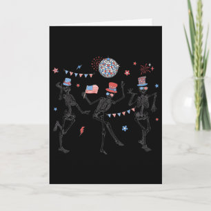 Carte Squelette dansant Rétro 4 juillet Drapeau Américai