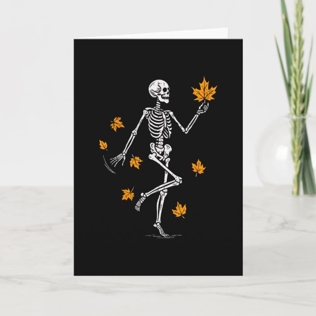 Carte Squelette Danse Effrayant Halloween Thanksgiving d (Devant)