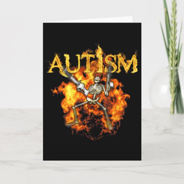 Carte Squelette d'autisme Armes Drôle Feu Os Squelettiqu (Devant)