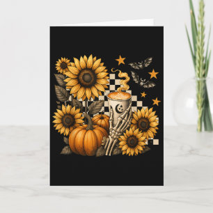 Carte Squelette de café Halloween, Tournesols Soky Citro