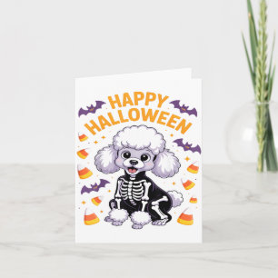 Carte Squelette de caniche Joyeux Halloween