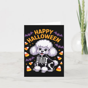 Carte Squelette de caniche Joyeux Halloween