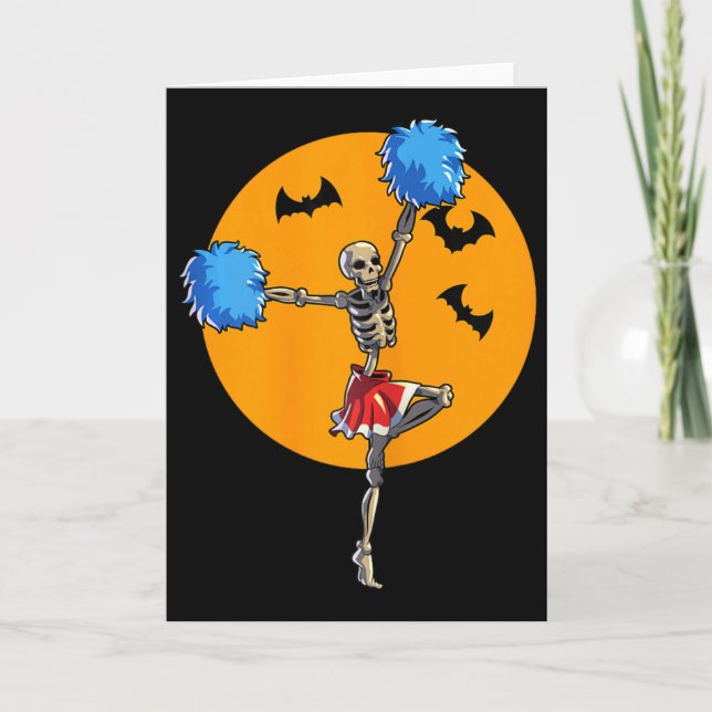 Carte Squelette de cheerleading Halloween Squelette de c (Devant)