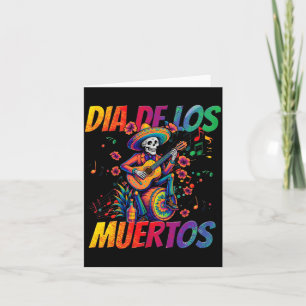 Carte Squelette de Dia De Los Muertos jouant de la guita