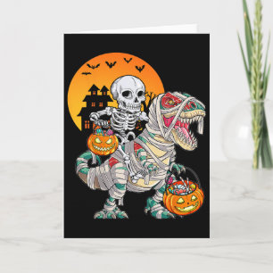 Carte Squelette de dinosaure T Rex d'Halloween épouvanta