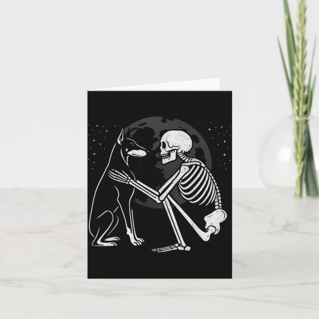 Carte Squelette de Doberman Pinscher Lune Halloween Chie (Devant)
