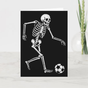 Carte Squelette de football jouant au football Halloween