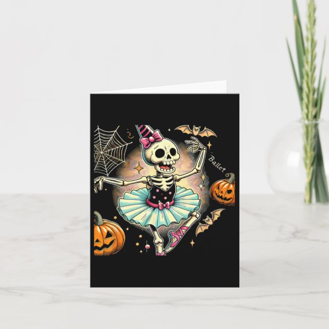 Carte Squelette de Halloween Ballet Danse Ballerine  (Devant)