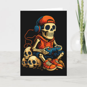 Carte Squelette de Halloween Joueur de vidéo Jeux Fantôm