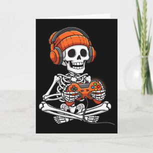 Carte Squelette de Halloween pour joueurs de jeux vidéo 