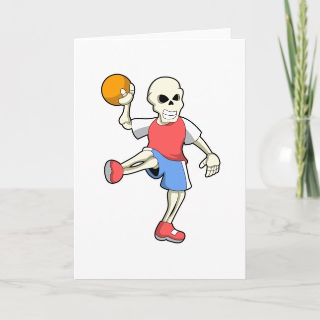 Carte Squelette de Handballeur avec Handball (Devant)