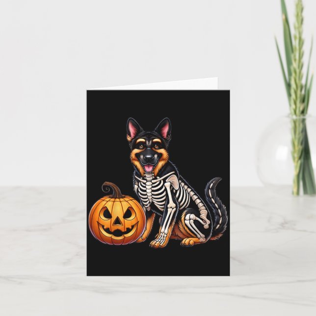 Carte Squelette de Jack O Lantern Berger Allemand Chien  (Devant)