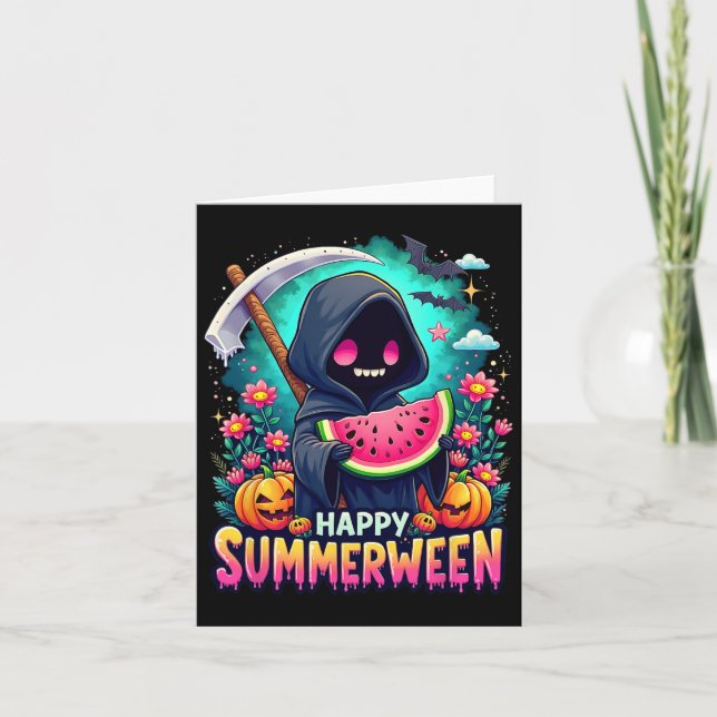 Carte Squelette de Jack-o-lantern de Summerween heureux  (Devant)