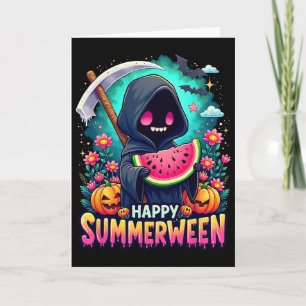 Carte Squelette de la citrouille de Summerween heureux J