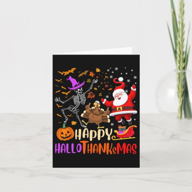 Carte Squelette de la fête d'Hallothanksmas Citrouille D (Devant)