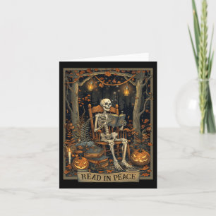 Carte Squelette de la lecture en paix Halloween Lire les