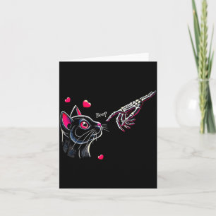 Carte Squelette de main de chat noir Boop Saint-Valentin