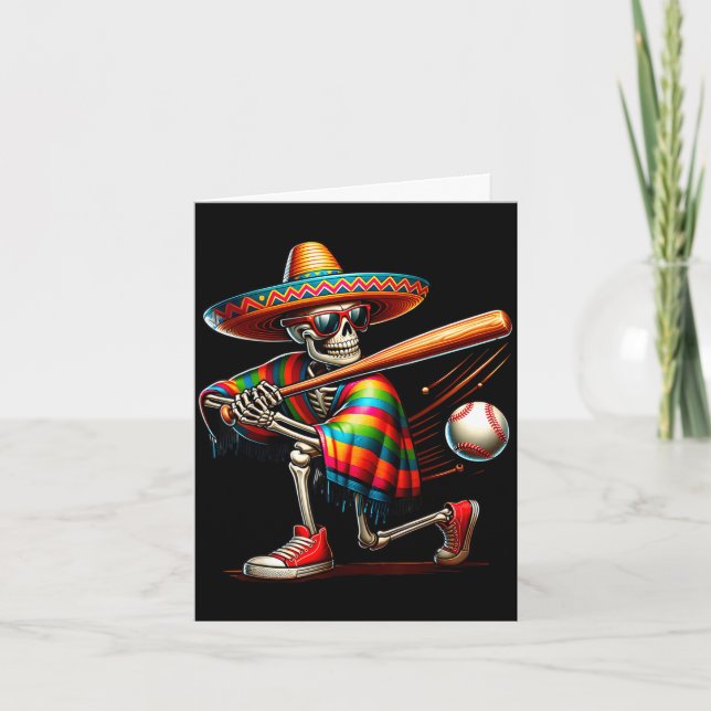 Carte Squelette de mariachi baseball cinco de mayo mexic (Devant)
