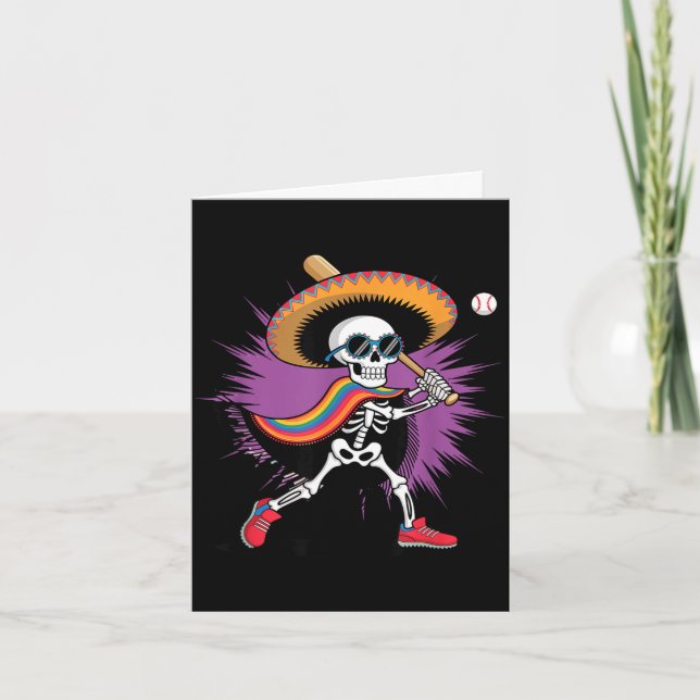 Carte Squelette de mariachi baseball cinco de mayo mexic (Devant)