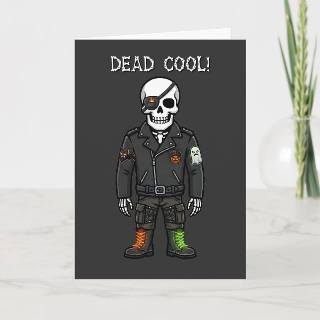 Carte Squelette de motard super cool | Halloween (Devant)