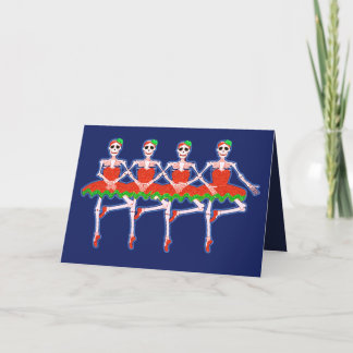 carte squelette de noël danser ballerines