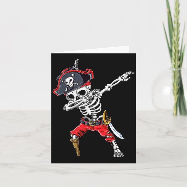Carte Squelette de pirate Dabbing (Devant)