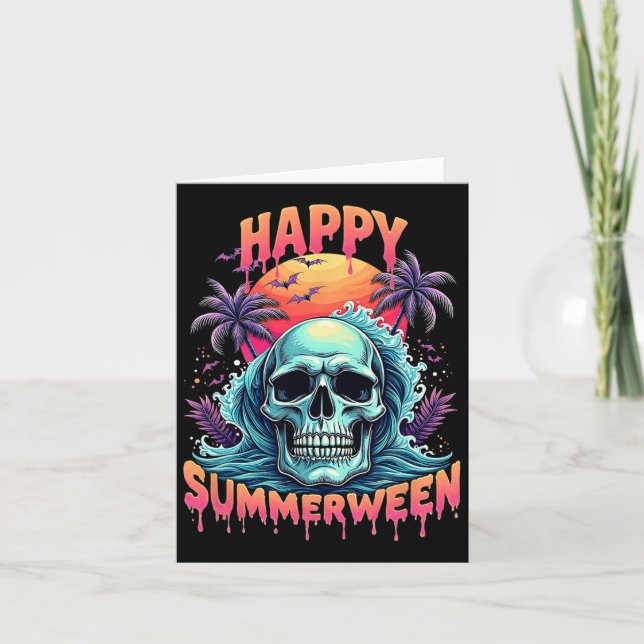 Carte Squelette de Summerween heureux Été Pastèque Jack- (Devant)