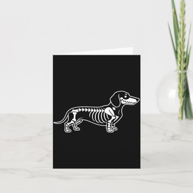Carte Squelette de teckel Halloween Chien saucisse (Devant)