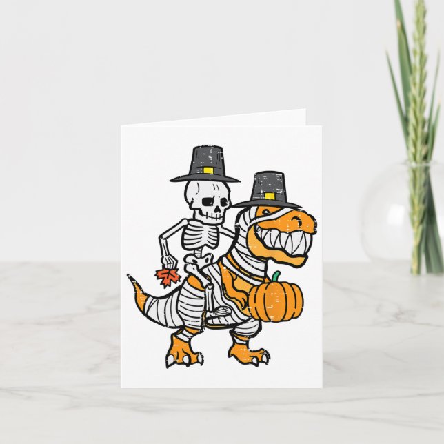 Carte Squelette de Thanksgiving sur Trex Dino Fall Garço (Devant)