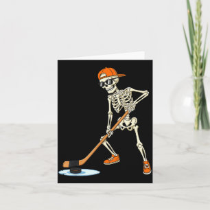 Carte Squelette d'Halloween drôle de hockey pour garçons