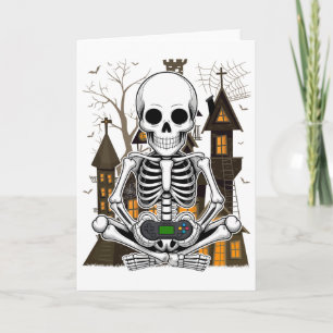 Carte Squelette d'Halloween jeu vidéo Spooky Gamer garço