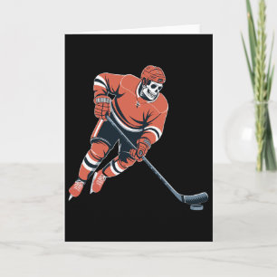 Carte Squelette Drôle de Hockey sur Glace Halloween 