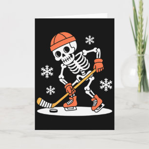Carte Squelette drôle de hockey sur glace Halloween (1)