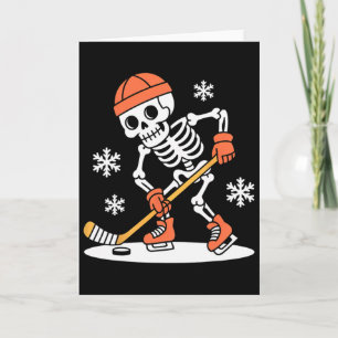 Carte Squelette drôle de hockey sur glace Halloween _2