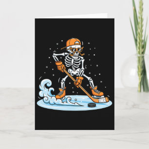 Carte Squelette Drôle de Hockey sur Glace Halloween Joue
