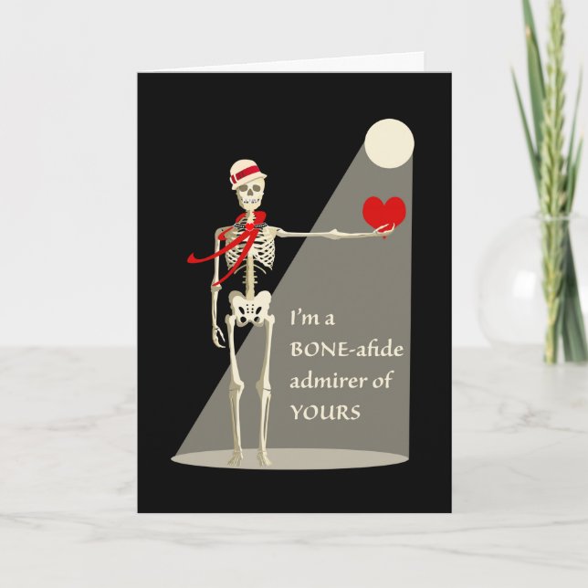 Carte Squelette drôle de la Saint-Valentin, admirateur a (Devant)