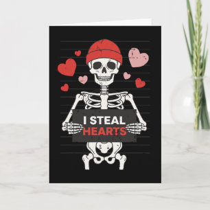 Carte Squelette drôle de la Saint-Valentin Je vole des c