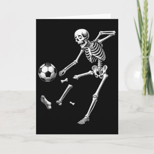 Carte Squelette drôle jouant au football, Football Hallo