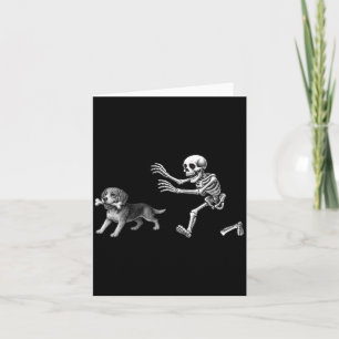 Carte Squelette drôle poursuivant un chien Beagle Hallow
