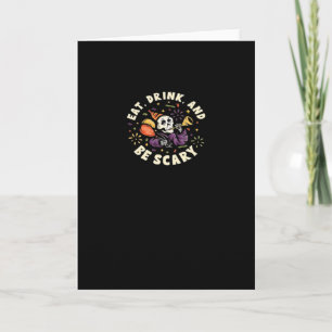 Carte Squelette effrayant célébrant Halloween Manger Boi