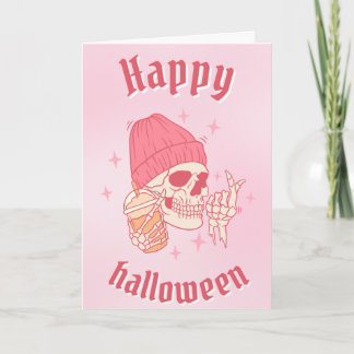 Carte Squelette en bonnet Joyeux Halloween