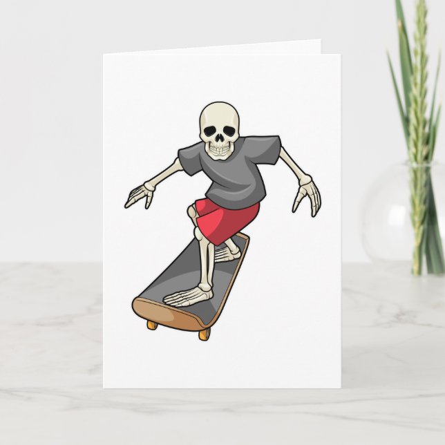 Carte Squelette en patineur avec planche à roulettes (Devant)