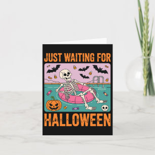 Carte Squelette Été éffrayant En Attente D'Halloween
