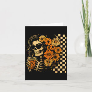 Carte Squelette Floral Automne Café Maman Halloween Rétr